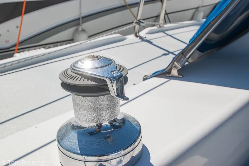 Slide: The Image of Close-up of a winch on a 1997 Catalina 320 MkII sailboat deck. - 34
