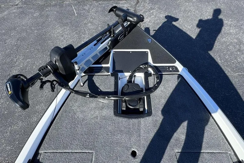 Slide: The Image of 2026 Phoenix 721 ZXL boat deck with trolling motor and shadow. - 15