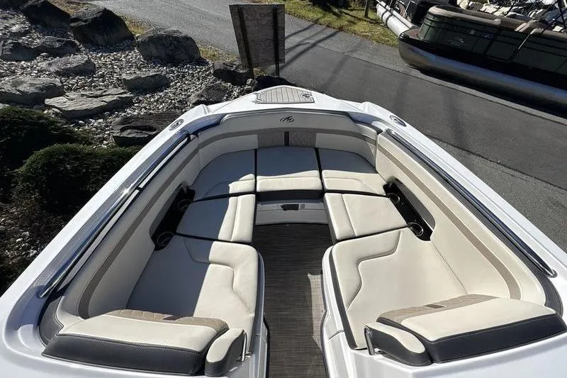 Slide: The Image of 2023 Monterey M6 boat with spacious seating and elegant design. - 6