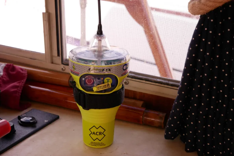 Slide: The Image of Emergency beacon on 1985 Tollycraft 48 Cockpit Motor Yacht interior. - 22