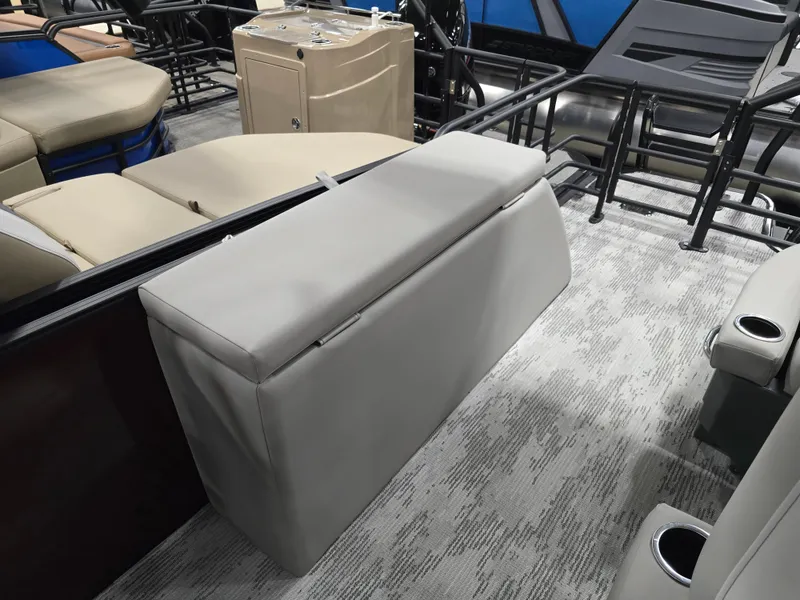 Slide: The Image of Interior of 2026 Starcraft SLS 3 DL with gray upholstered seating. - 29