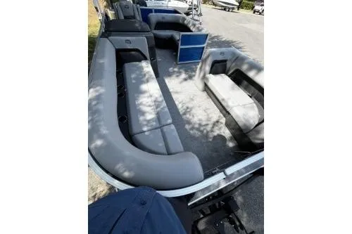 Slide: The Image of 2026 Sun Tracker Party Barge 18 DLX with spacious seating and modern design. - 6