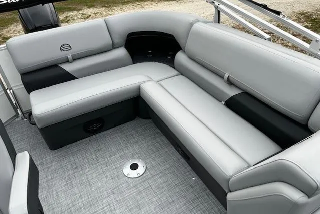 Slide: The Image of 2026 Sun Tracker Party Barge 20 DLX with spacious, comfortable seating and modern design. - 8