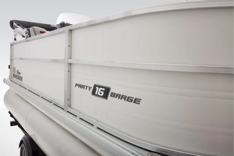 Slide: The Image of Interior seating of 2026 Sun Tracker Party Barge 16 DLX pontoon boat. - 9