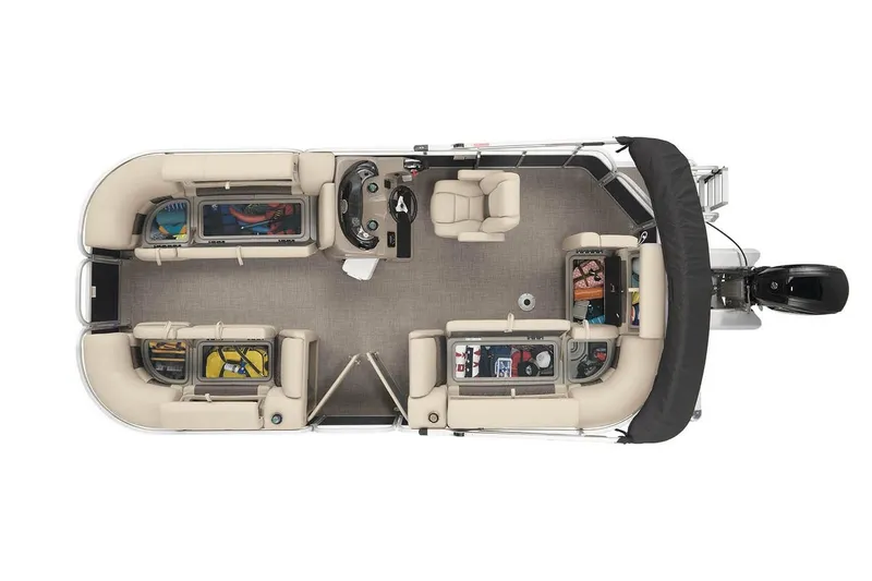 Slide: The Image of 2026 Sun Tracker Party Barge 20 DLX pontoon boat interior layout, top view. - 83