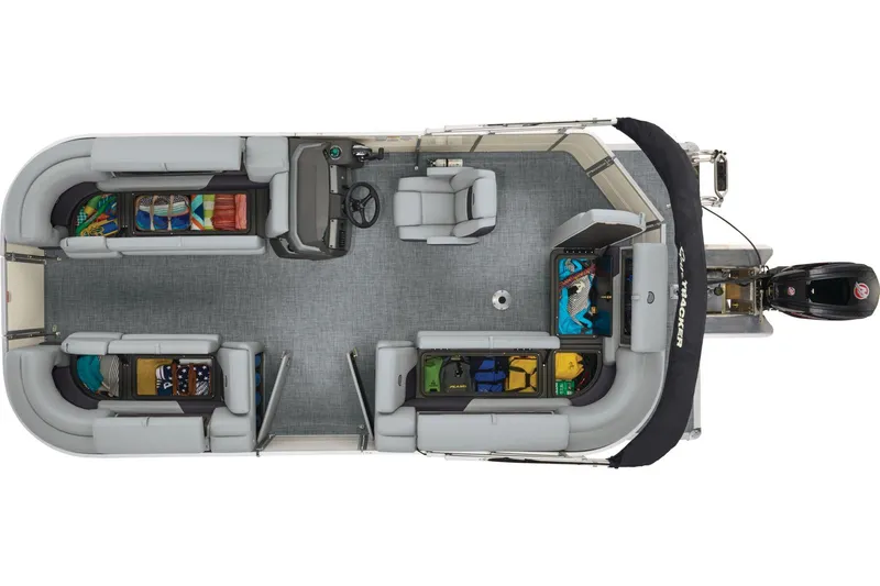Slide: The Image of 2026 Sun Tracker Party Barge 20 DLX with spacious seating and sleek design. - 11