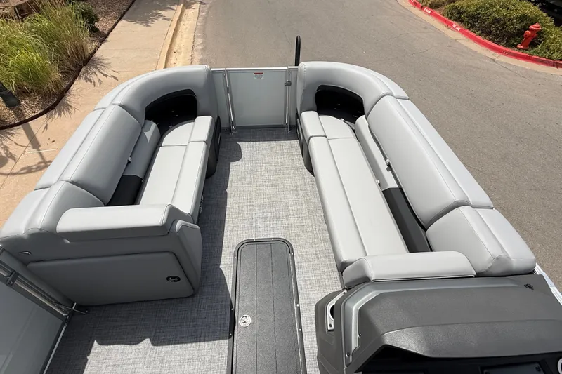 Slide: The Image of 2026 Sun Tracker Party Barge 22 XP3 interior with spacious seating and modern design. - 14
