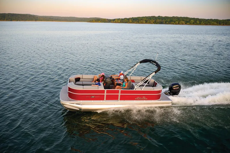 Slide: The Image of 2026 Sun Tracker Party Barge 22 DLX with spacious seating and modern design. - 9