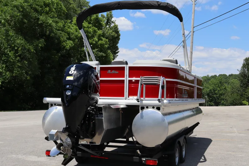 Slide: The Image of 2026 Sun Tracker Party Barge 22 XP3 pontoon boat with powerful outboard motor. - 16