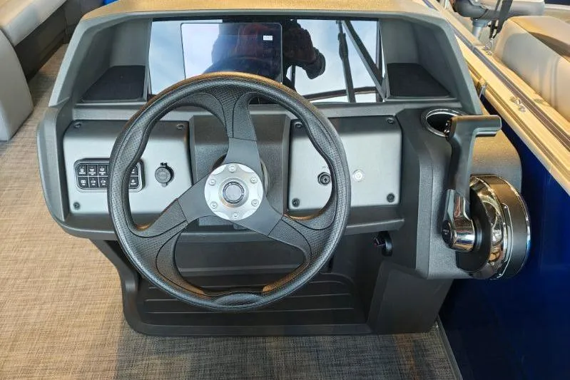 Slide: The Image of Steering console of 2026 Sun Tracker Party Barge 18 DLX pontoon boat. - 14