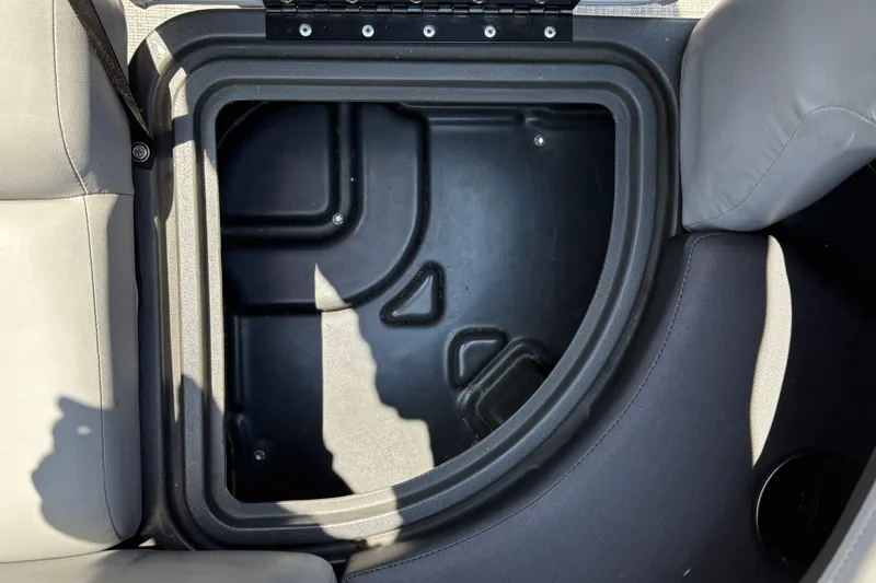 Slide: The Image of Storage compartment on 2026 Sun Tracker Party Barge 20 DLX pontoon boat. - 27