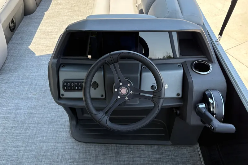 Slide: The Image of Steering console of 2026 Sun Tracker Party Barge 20 DLX pontoon boat. - 20