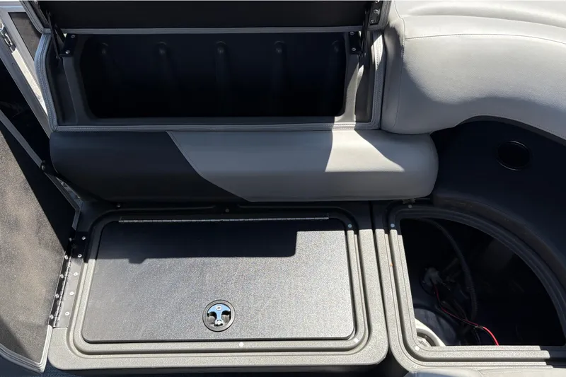 Slide: The Image of Storage compartment of 2026 Sun Tracker Party Barge 20 DLX pontoon boat. - 37