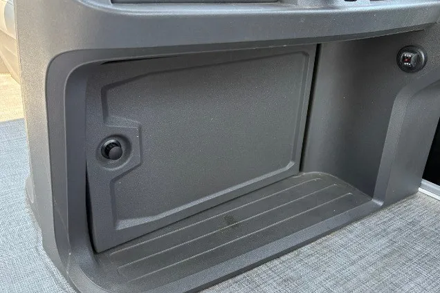 Slide: The Image of Storage compartment on 2026 Sun Tracker Party Barge 20 DLX pontoon boat. - 21
