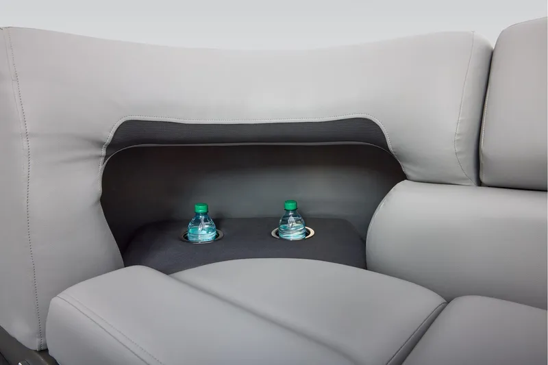 Slide: The Image of 2026 Sun Tracker Party Barge 20 DLX steering console with modern controls. - 23