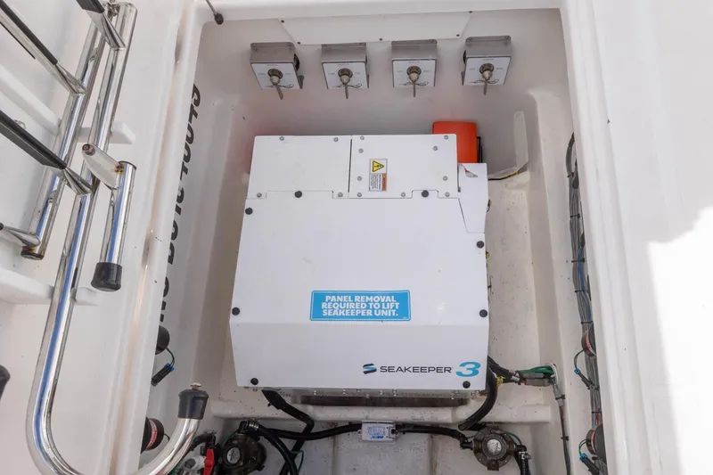 Slide: The Image of Seakeeper 3 stabilizer in 2024 Blackwater 43 Sportfish boat compartment. - 67