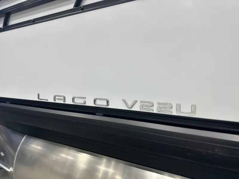 Slide: The Image of Close-up of 2025 Viaggio V22U boat model nameplate. - 19