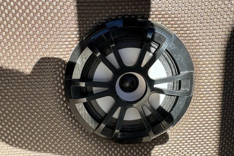 Slide: The Image of Speaker on Godfrey Marine 22 boat, 2020 model, with woven background. - 14