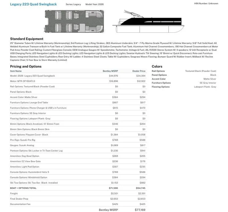 Slide: The Image of Bentley Pontoons 223 LEGACY QSB 2026 - 3