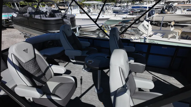 Slide: The Image of Luxurious seating on 2025 Viaggio Z24Q boat, featuring modern design and comfort. - 9