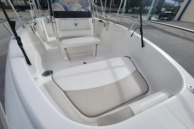 Slide: The Image of 2012 Campion Explorer 492 Center Console boat interior with seating and cup holder. - 15