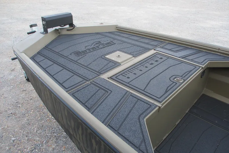 Slide: The Image of 2026 Gator Tail 1854 Extreme CC boat deck with textured surface and measurement markings. - 4