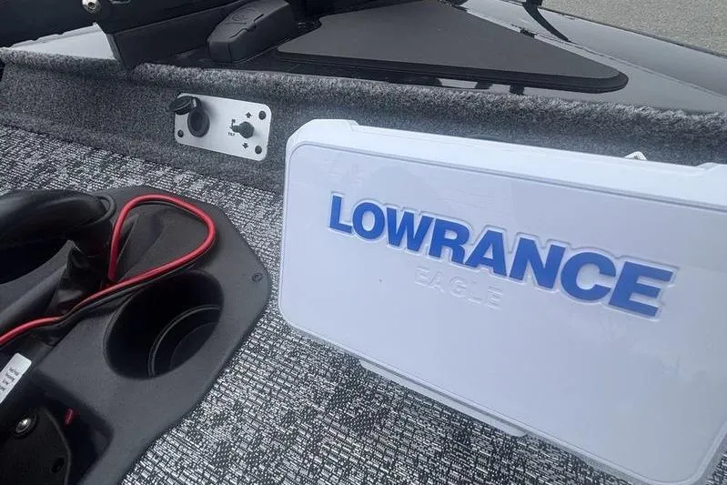 Slide: The Image of 2026 Tracker Pro Team 175 boat with Lowrance Eagle equipment on deck. - 7