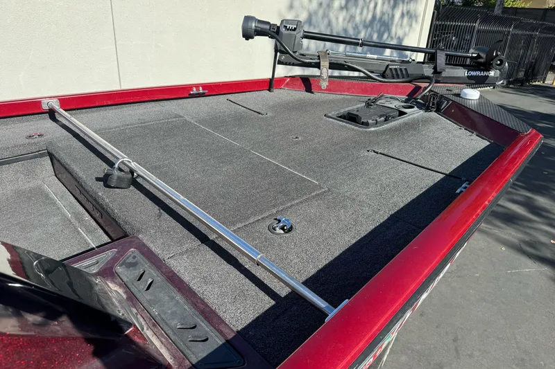 Slide: The Image of 2016 Ranger RT178 boat deck with fishing rod holder and Lowrance equipment. - 10