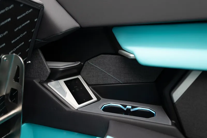 Slide: The Image of 2026 MasterCraft X24 interior with sleek design and modern control panel. - 39