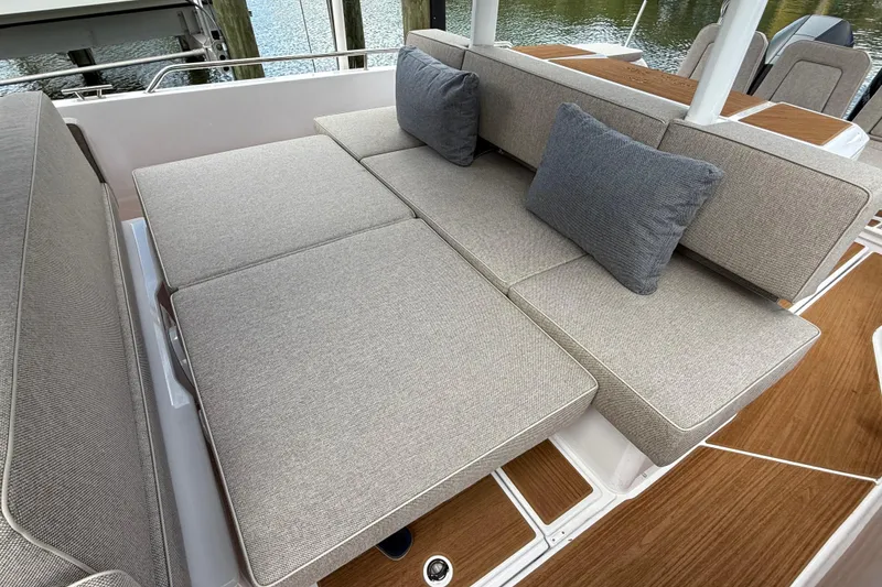 Slide: The Image of Control panel of 2024 Axopar 37 Sun Top boat with labeled switches. - 27