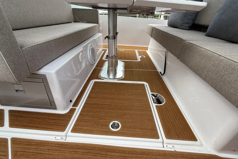 Slide: The Image of 2024 Axopar 37 Sun Top roof detail with sleek design and modern materials. - 33