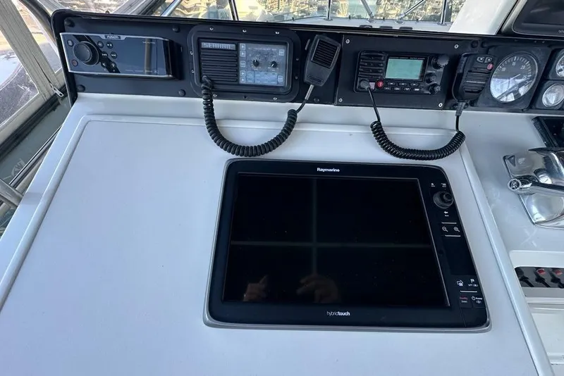 Slide: The Image of Shower area in 1988 Hatteras 48 Convertible yacht with glass door and window. - 28