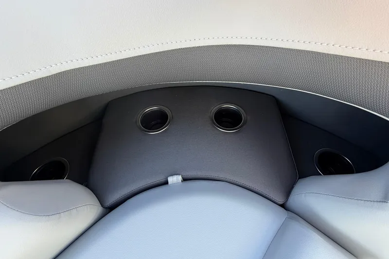 Slide: The Image of 2026 Sun Tracker Party Barge 22 RF XP3 seating with integrated cup holders. - 21