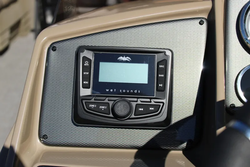 Slide: The Image of 2026 Starcraft EXS 1 dashboard featuring Wet Sounds audio system. - 10