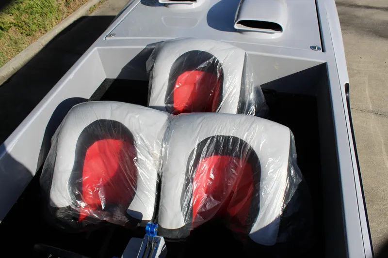 Slide: The Image of 2007 Chaudron 41 SS boat seats covered in protective plastic wrap. - 36