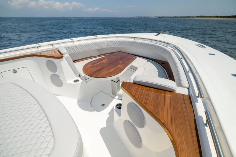 Slide: The Image of Luxurious seating area on 2026 HCB 48 Campeon boat with ocean view. - 34