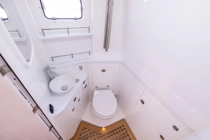 Slide: The Image of Luxurious bathroom in 2026 HCB 48 Campeon yacht with modern fixtures and elegant design. - 42