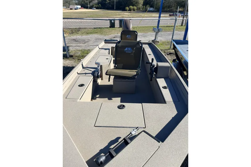 Slide: The Image of 2025 Alweld 1752PF boat interior with seating and storage compartments. - 8