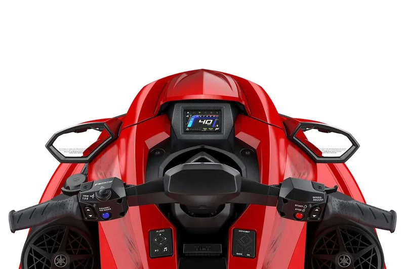 Slide: The Image of Manufacturer Provided Image: 2026 Yamaha WaveRunner GP SVHO dashboard, featuring sleek red design and advanced controls. - 8