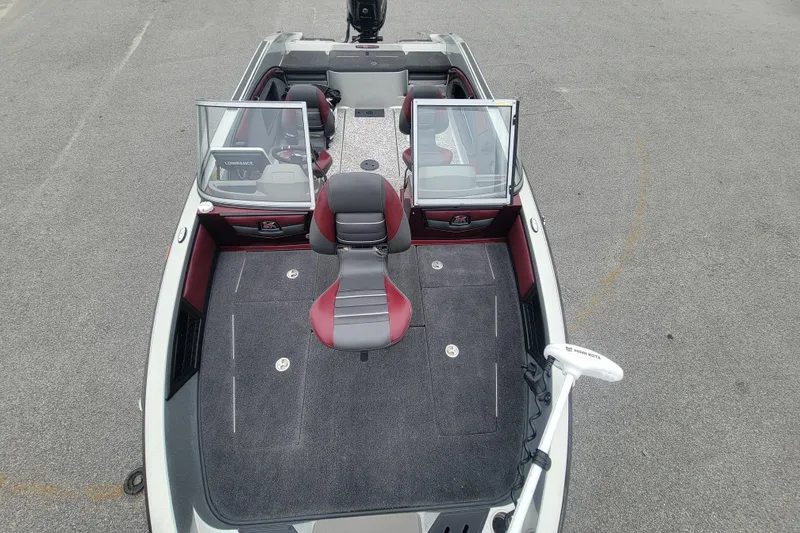 Slide: The Image of 2018 Ranger 2080MS Angler boat with open seating and fishing equipment. - 5