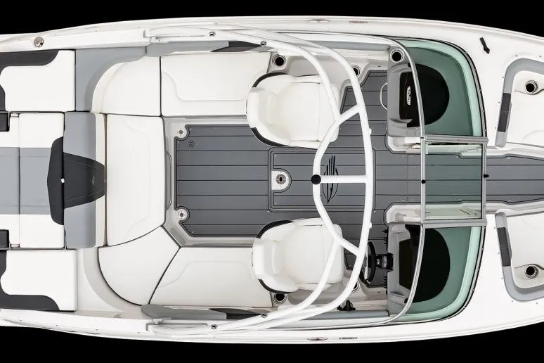 Slide: The Image of Manufacturer Provided Image: 2025 Chaparral 23 SSi OB boat interior with sleek seating and modern dashboard design. - 5