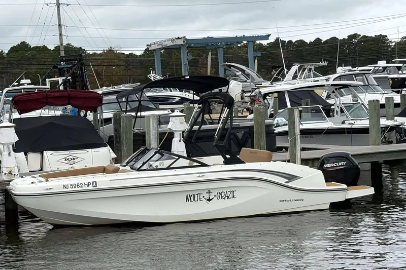 The Image of 2021 Bayliner DX 2000 boat docked at a marina with other vessels. - 0