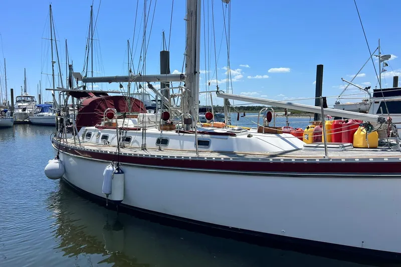 Slide: The Image of Access panel with wiring inside a 1988 Tayana Vancouver 42 sailboat. - 29