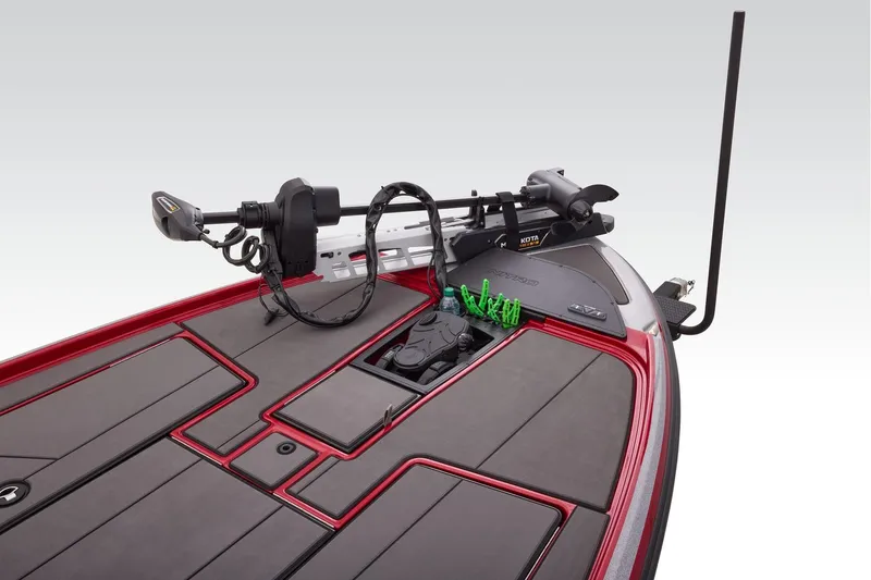 Slide: The Image of Manufacturer Provided Image: 2026 Nitro Z20 XL boat, top view, red and gray design, spacious seating, modern layout. - 12