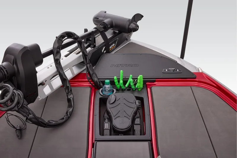 Slide: The Image of Manufacturer Provided Image: 2026 Nitro Z20 XL fishing boat, top view, showcasing storage and seating layout. - 14