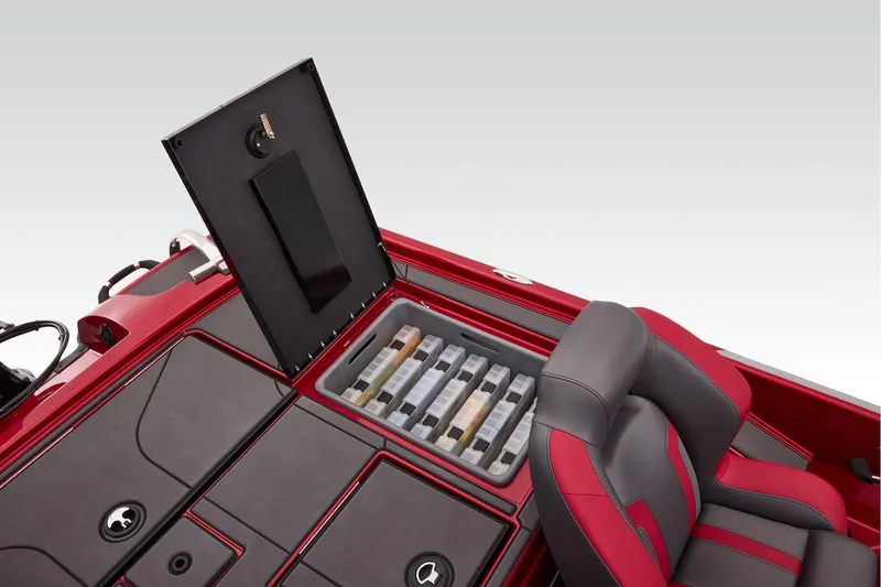 Slide: The Image of Manufacturer Provided Image: 2026 Nitro Z20 XL boat interior with storage compartment and fishing gear. - 55