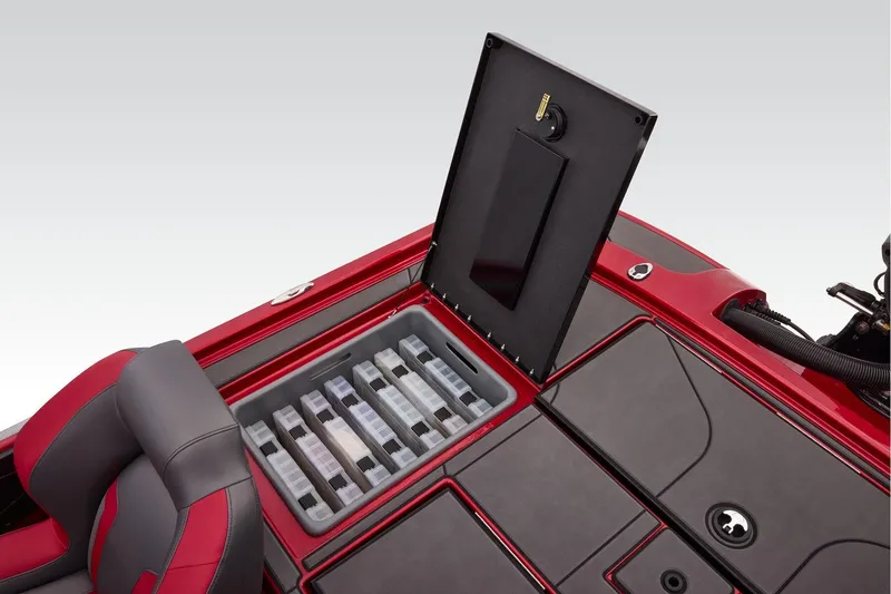 Slide: The Image of Manufacturer Provided Image: 2026 Nitro Z20 XL boat deck with storage compartments and measuring tool. - 56