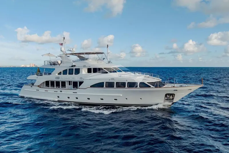 The Image of Luxury 2007 Benetti 120 Classic yacht cruising on open sea under blue sky. - 0