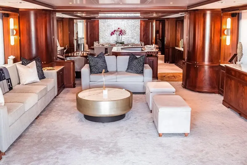 Slide: The Image of Luxurious interior of 2007 Benetti 120 Classic yacht with elegant furnishings and wood paneling. - 23