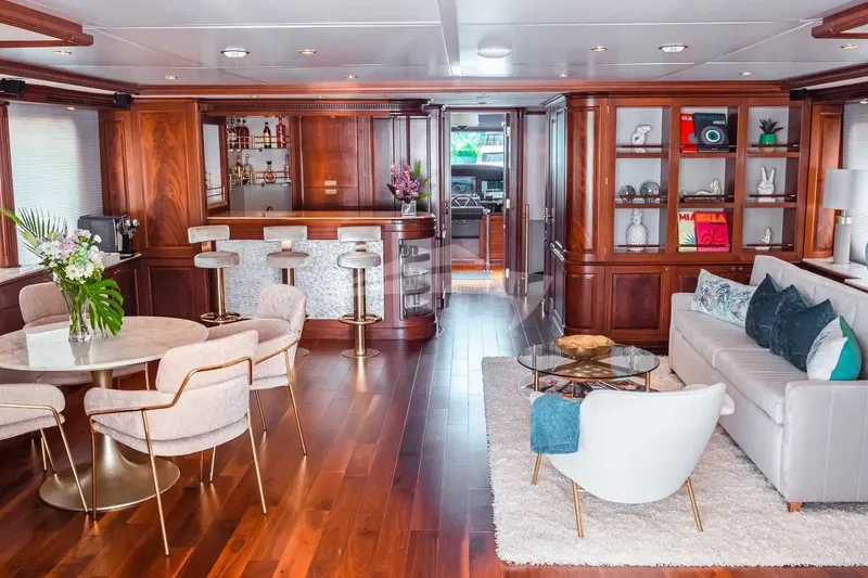 Slide: The Image of Luxurious interior of 2007 Benetti 120 Classic yacht with elegant wood finishes and modern furnishings. - 31